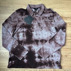 New Ted Baker crown pique purple Tie-Dye long sleeve Polo Shirt size 4 TB/ large